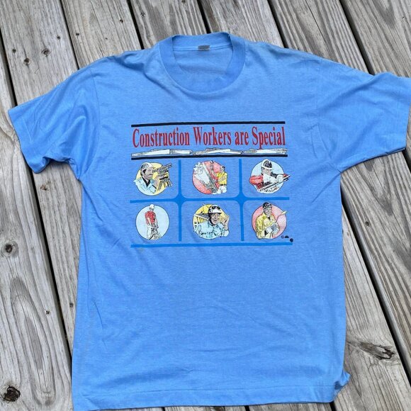 Vintage Screen Stars USA Single Stitch Construction Workers Are Special T-Shirt - Picture 1 of 11